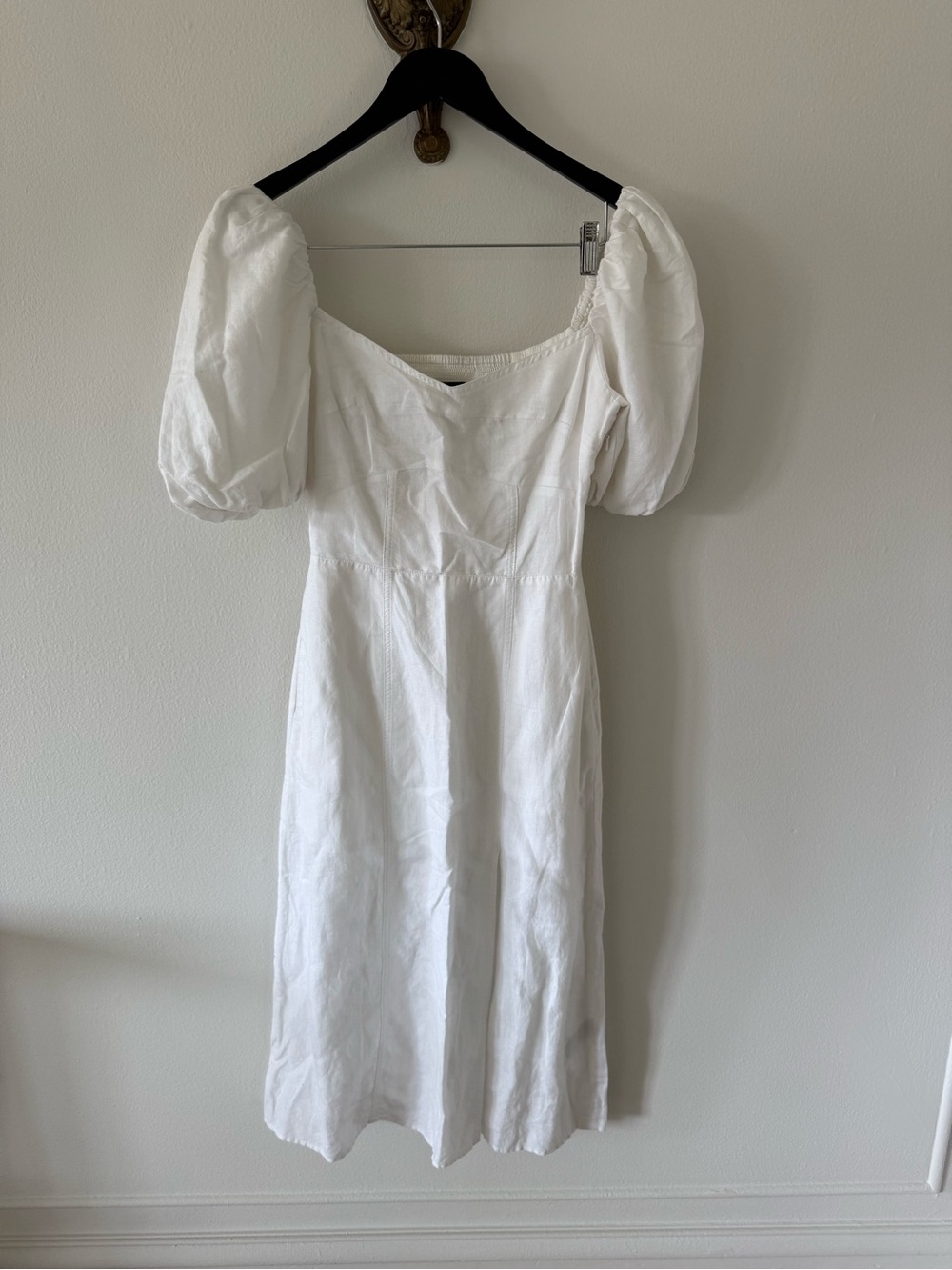 Banana Republic White Puff-Sleeve Midi Dress